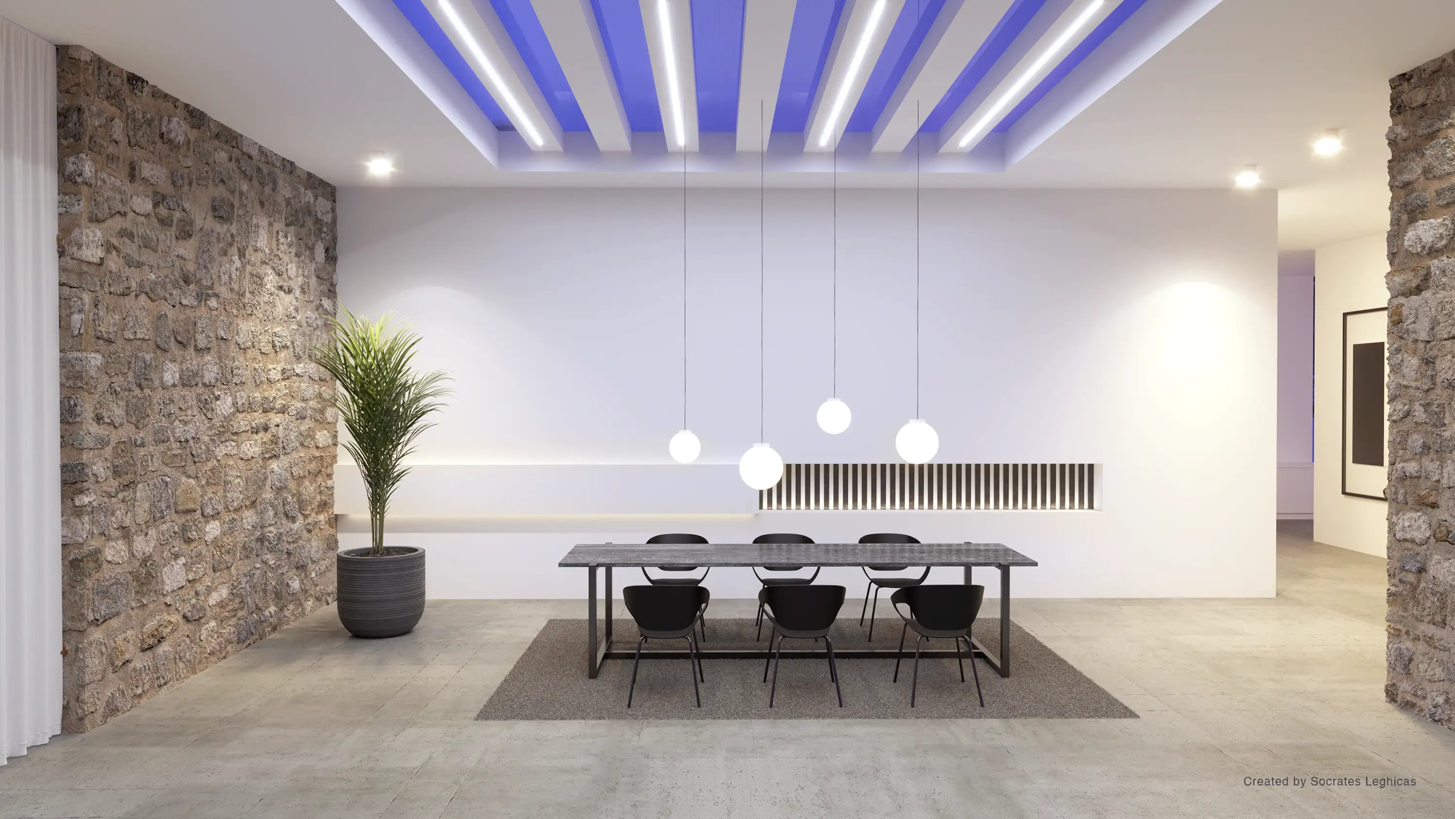 Ο ίδιος χώρος σε render με V-Ray for Rhino
